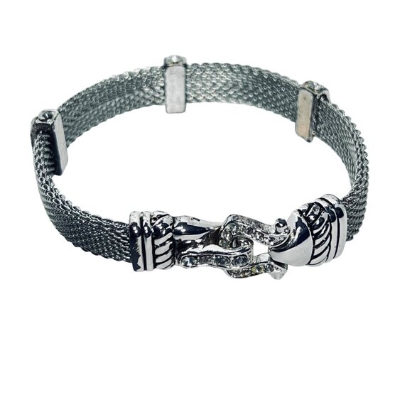 Brighton Silver Tone And Clear Rhinestone Mesh Bracelet (5936) - Picture 2 of 12